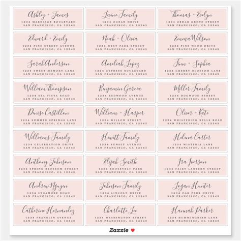 Wedding Guest Address Labels Template Download