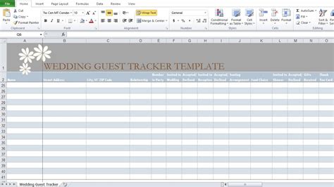 Wedding Guest List Excel Template Creation