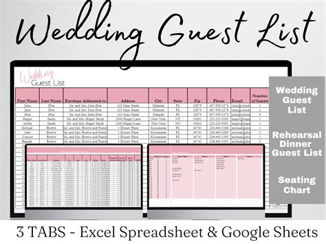 Wedding Guest List Excel Template Example