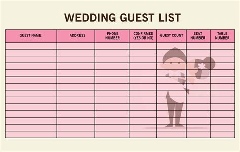 Wedding Guest List Organization