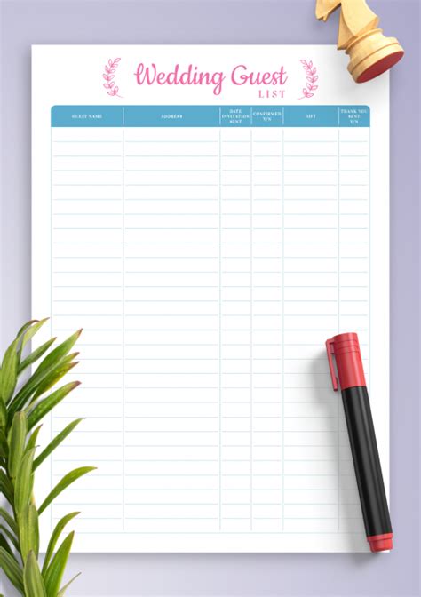 Wedding Guest List Template with Dietary Restrictions Tracking