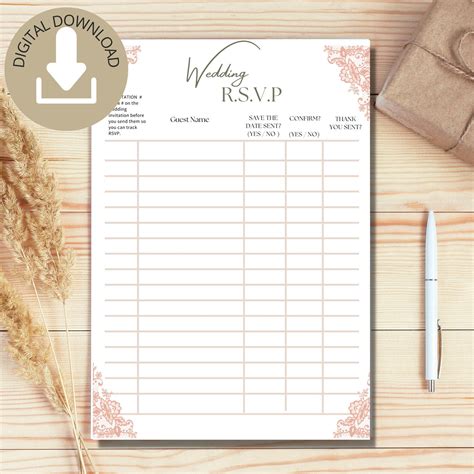 Wedding Guest List Template with RSVP Tracking