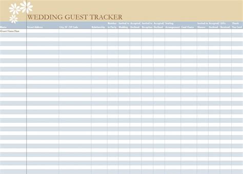 Wedding Guest Tracking Templates