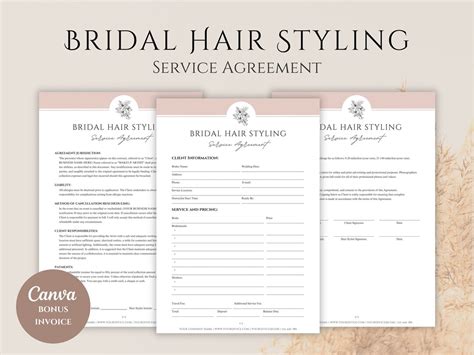 Bridal Hair Contract Template Service Details