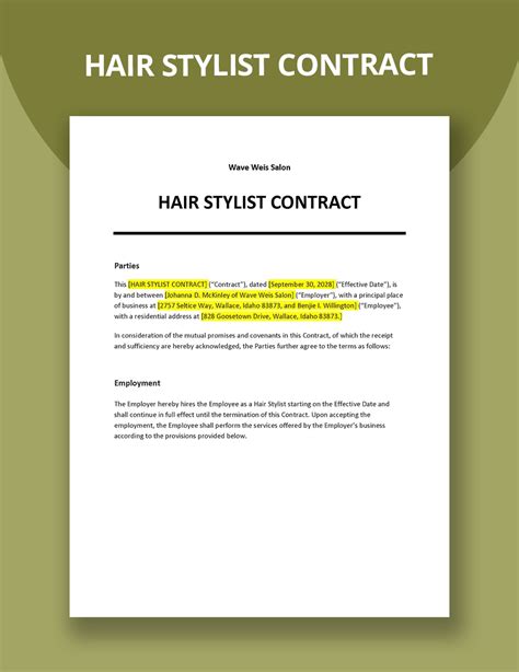 Wedding Hair Stylist Contract Clauses