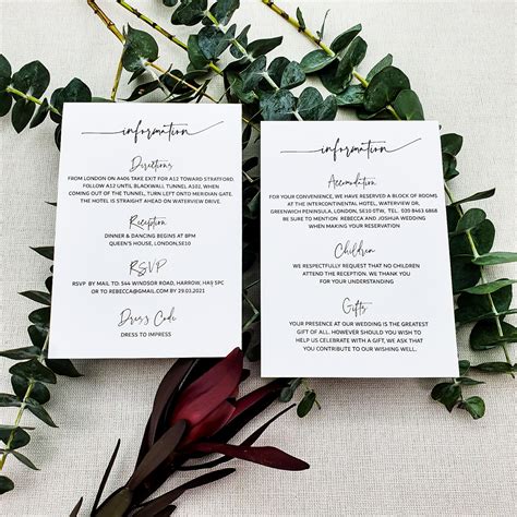 Wedding Info Card Ideas