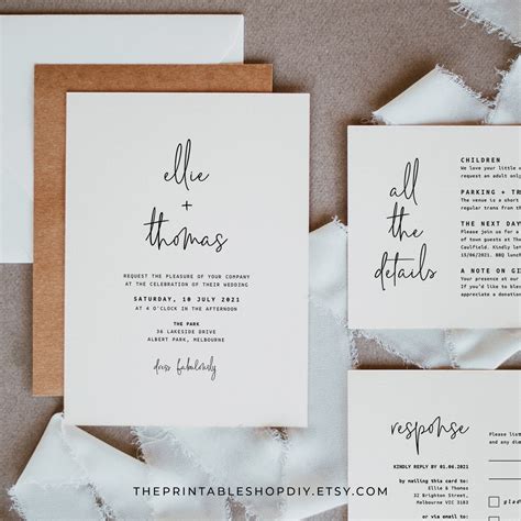 A sample wedding invitation template with essential details