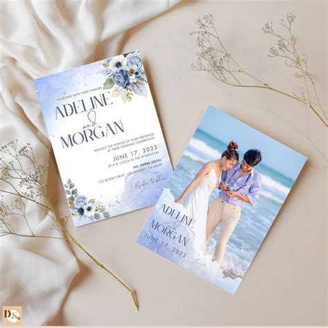 Wedding invitation template with a beautiful photo design