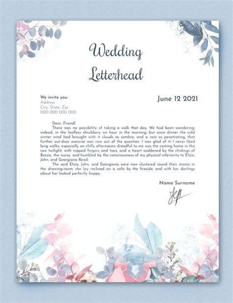 Wedding Letterhead Template 1