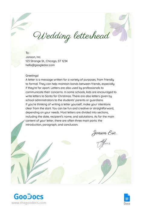 Wedding Letterhead Template 2