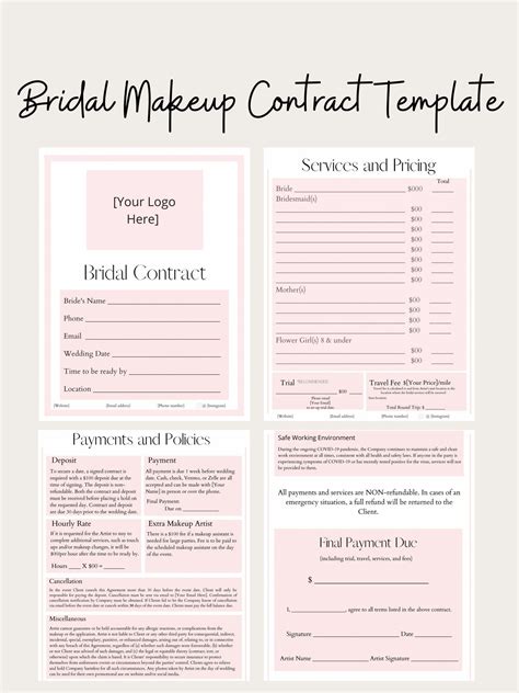 Wedding Makeup Contract Template Free