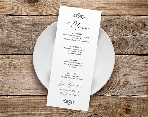 Wedding Menu Card Template Design