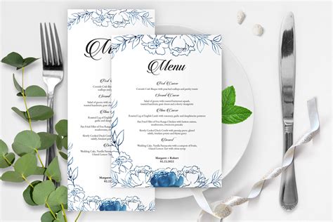 Wedding Menu Card Template Design