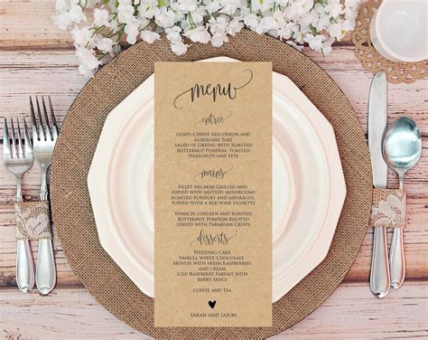 Wedding Menu Card with Photo