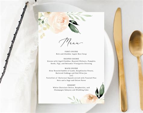 Wedding Menu and Program Templates