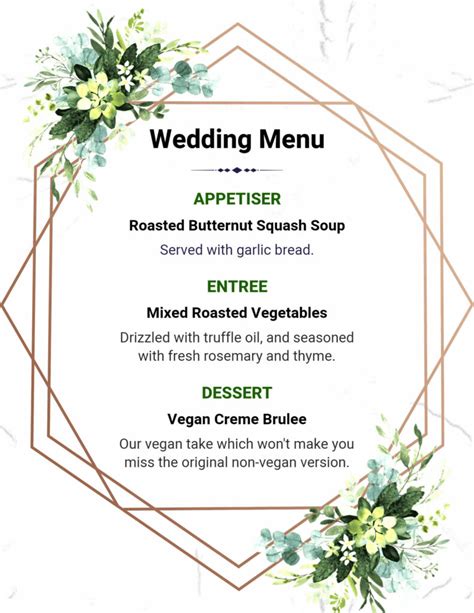 Elegant Wedding Menu Template