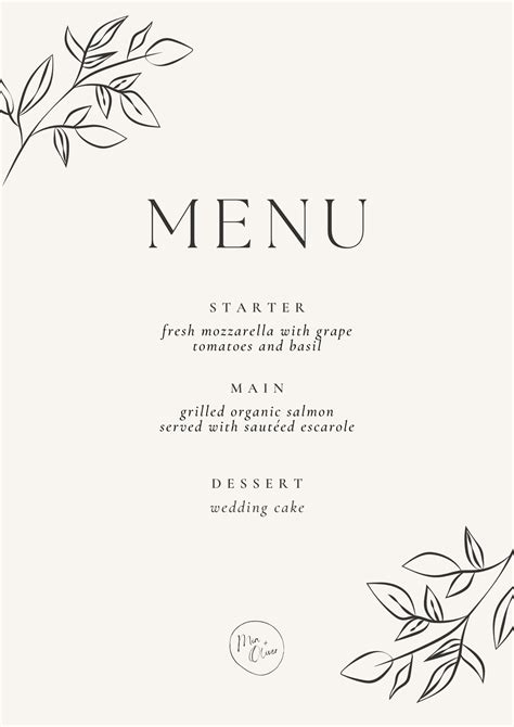 Wedding Menu Template