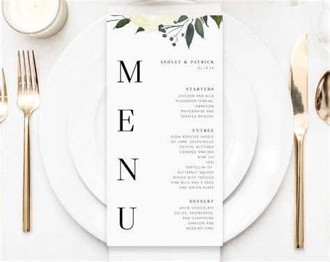 Wedding Menu Template