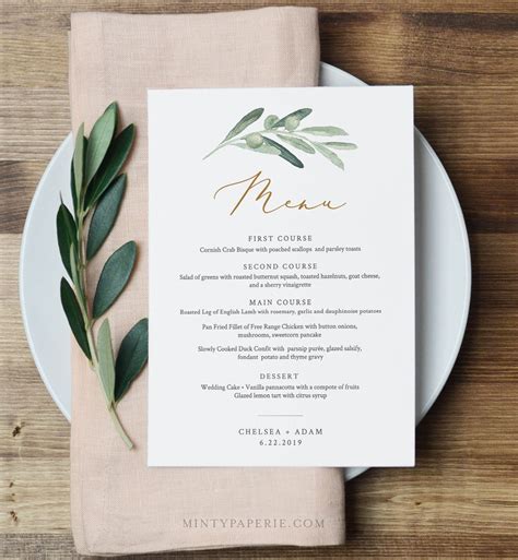 Garden Wedding Menu Template