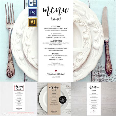 Wedding menu template design