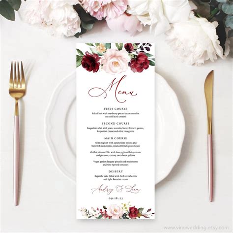 Wedding Menu Template Examples Gallery 8