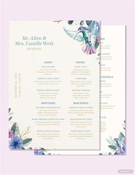 Beachy Keen Wedding Menu Template