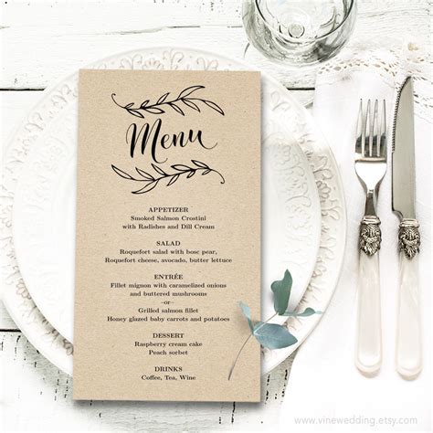 Wedding Menu Template with Watercolor Design