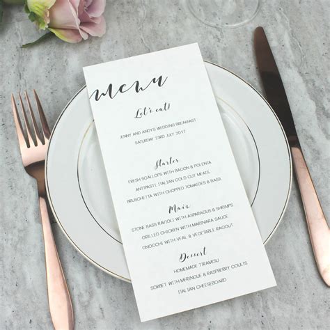 Example of a wedding menu