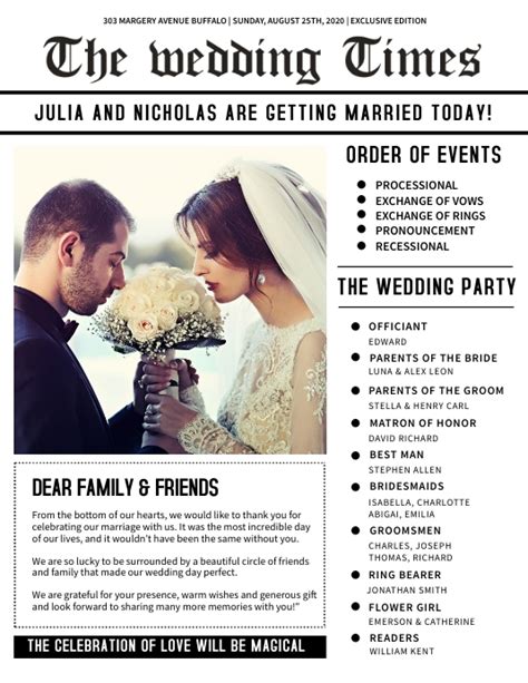 Wedding Newspaper Design Ideas