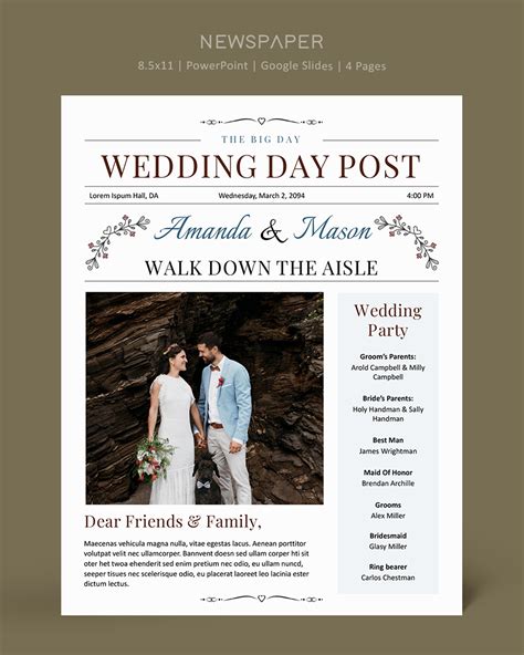 Wedding Newspaper Template 1