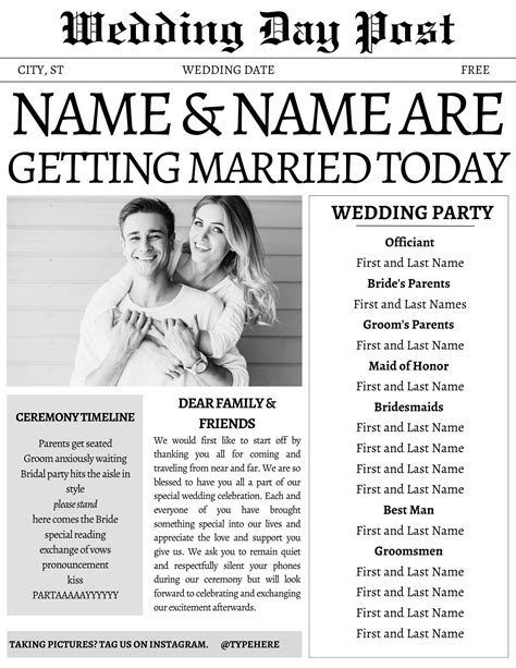 Wedding Newspaper Template 2