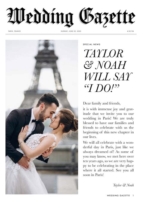 Wedding Newspaper Template 3