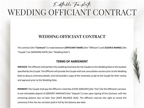 Wedding Officiant Contract Terms