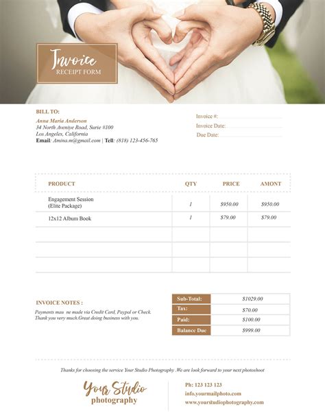 Wedding Photography Invoice Template 1