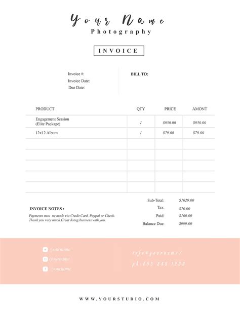 Wedding Photography Invoice Template 5