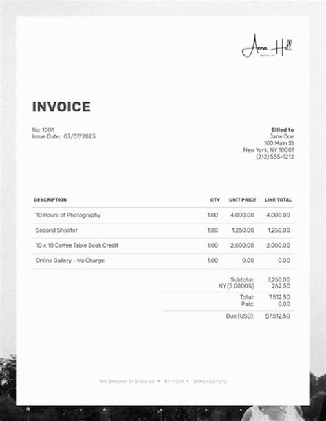 Wedding Photography Invoice Template 6