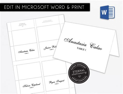 Wedding Place Cards Template in Microsoft Word