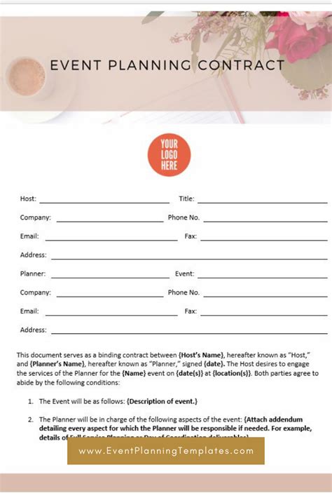 Wedding Planner Contract Templates PDF