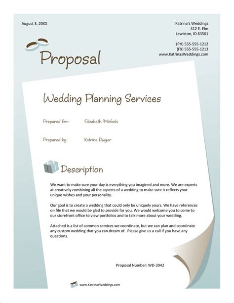 Wedding Planner Proposal Outline