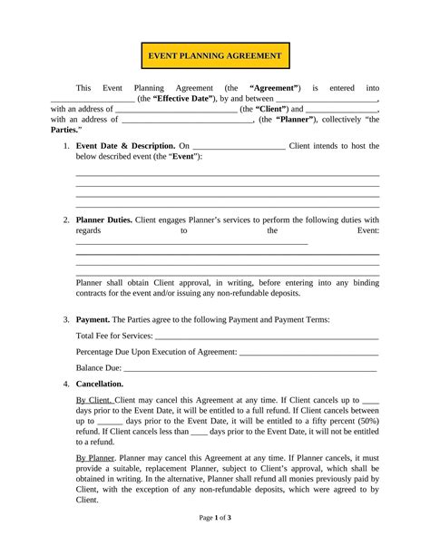 Wedding Planner Services Agreement Template