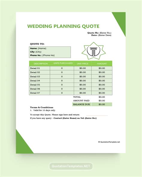 Wedding Planning Quote Template