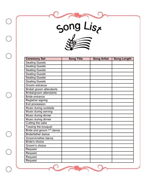 Wedding playlist template