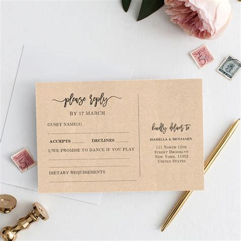 Wedding Postcard RSVP Template Example