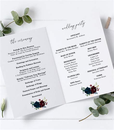 Simple Wedding Program Booklet Templates