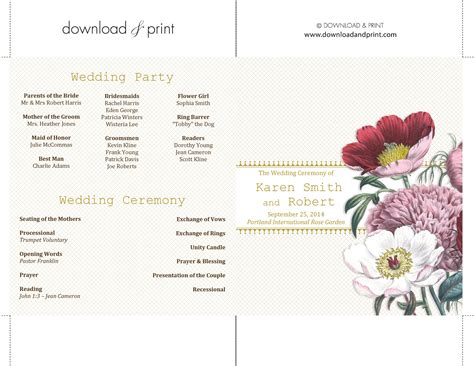 Wedding Program Designs and Layouts