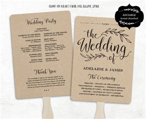 Wedding program fan template