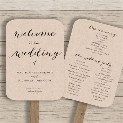 Wedding program fan template design ideas