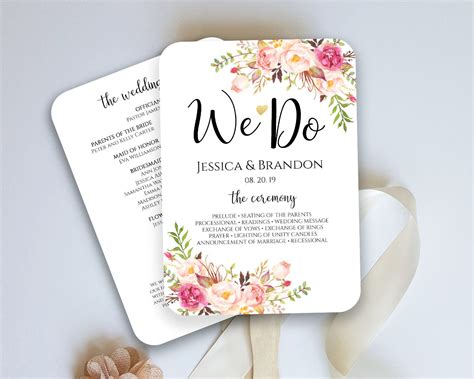 Wedding program fan template sample