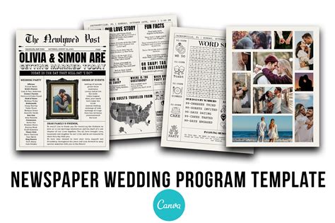 Wedding Program Newspaper Template Layout