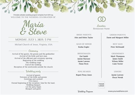 Wedding Program Template Design